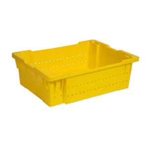 A yellow plastic container with a lid.