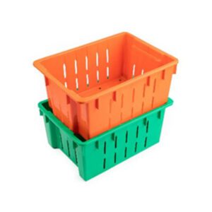 Two plastic baskets stacked on top of each other.